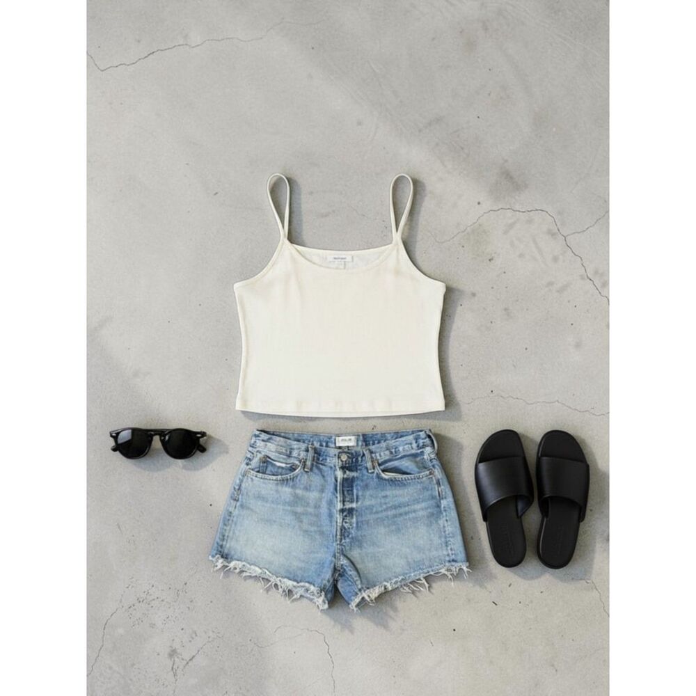 AGOLDE Parker High Rise Cut Off Denim Shorts Raw Hem Jorts Size 31